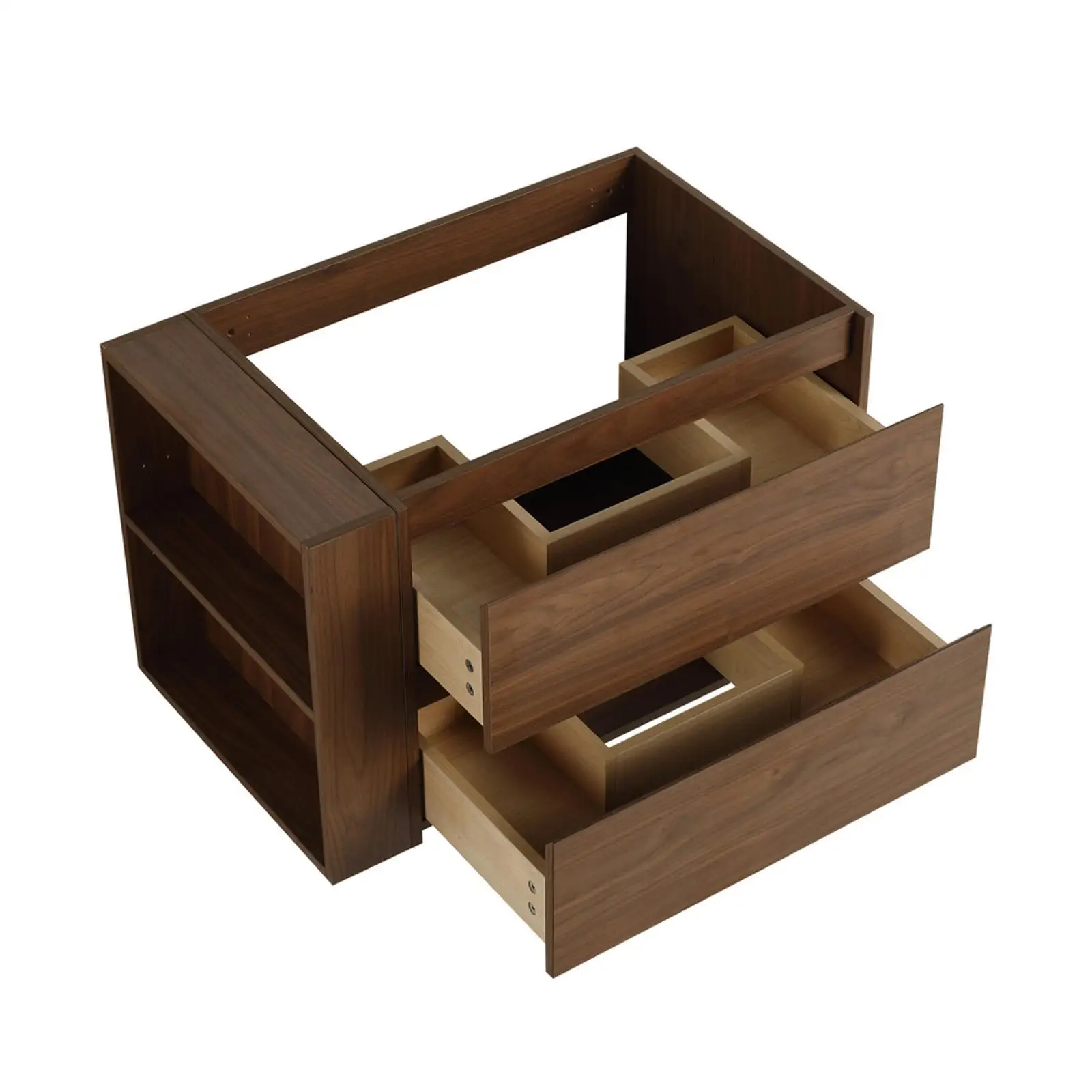 

Настенный шкаф для ванной из фанеры под коричневый дуб, современная тумба с мягким закрыванием ящиков для элитной ванной комнаты