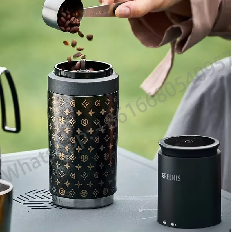 Portable All-in-one Coffee Maker Mug, Pure Titanium Double Wall Thermal Cup with Multi-Size Coffee Bean Grinding Function