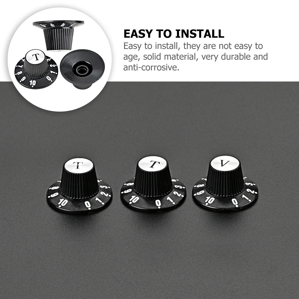 

3pcs Guitar Volume Knobs Plastic Potentiometer Caps Replacement For Electric Bass Instrument Durable Control Knob Accessory
