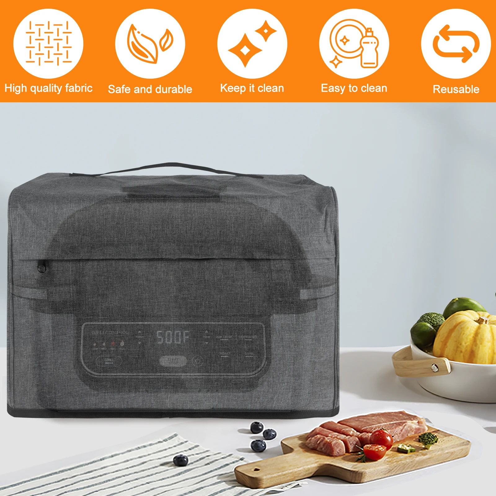 Air Fryer Dust Cover Compatible with AG301 AG302 AG400 with Storage Pockets Handle Waterproof Durable Waterproof Foldable