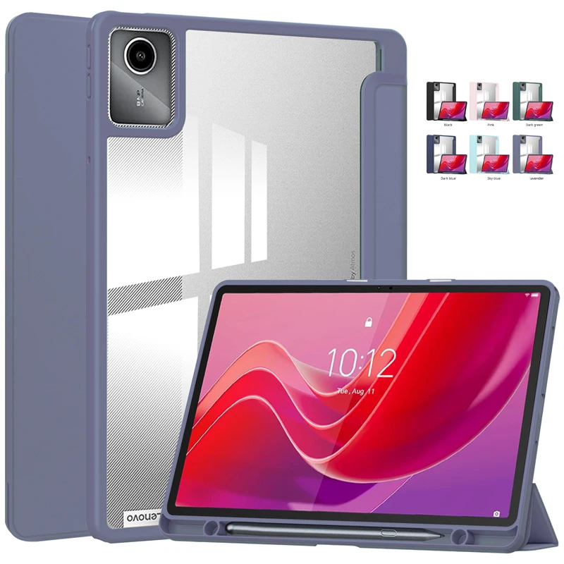 

For Lenovo Tab M11 Case with Pen Holder Acrylic Clear Smart Magnetic Cover For Lenovo M11 Xiaoxin Pad 2024 Case TB330FU TB330XU