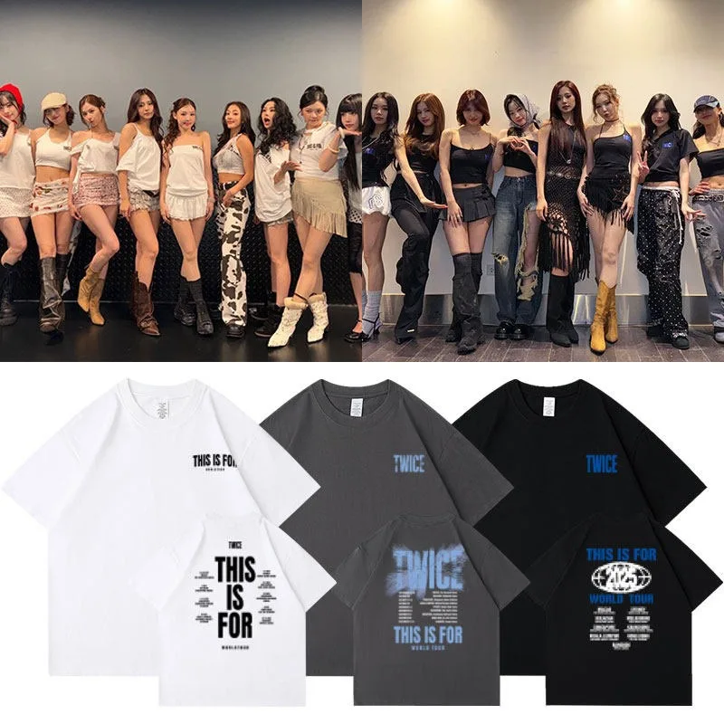 

TWICE Fan Merch Same Design Short Sleeve T-Shirt Loose Fit Printed Basic Tee Casual Daily Wear Graphic Tops for Men Women Fans