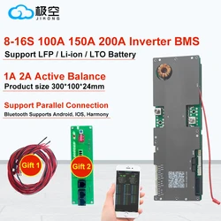 PB2A16S20P JK Inverter BMS 16S 48V lifepo4 Active Balance 8S 16S 100A 150A 200A 24V CAN RS485 BT Energy Storage Battery Pack