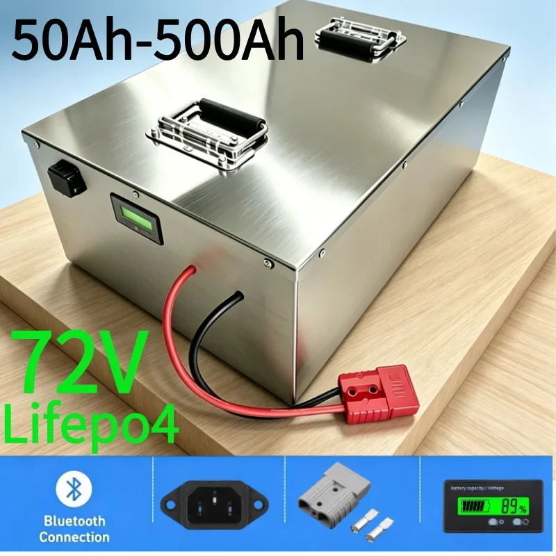 72V 24S LiFePO4 Battery 50Ah-500Ah Built-in BMS Lithium Iron Phosphate Battery 3000W-7000W Electric Tricycle Motorcycle
