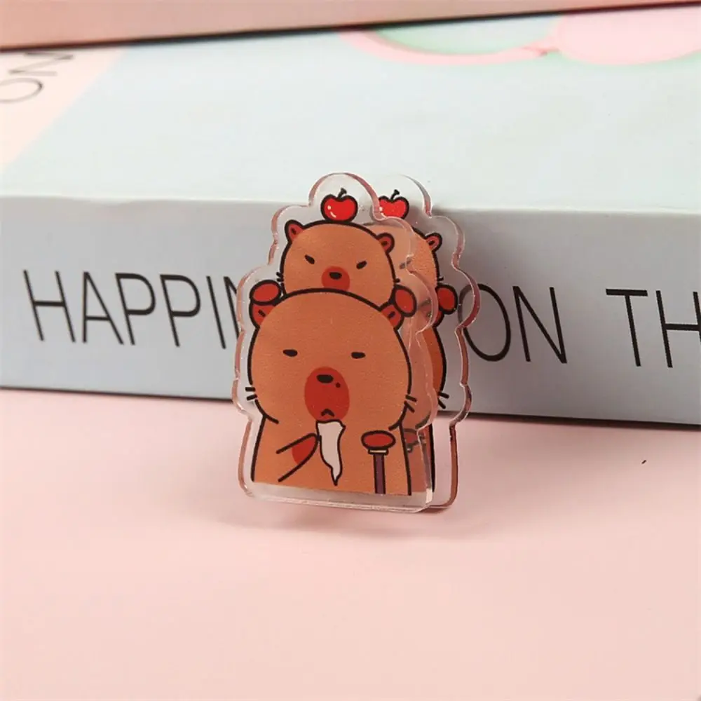 9Pcs Sealing Clamp Cartoon Capybara PP Clip Mini Decorative Cartoon Memo Clip Bookmark Photo Clamp Acrylic Paper Clip School