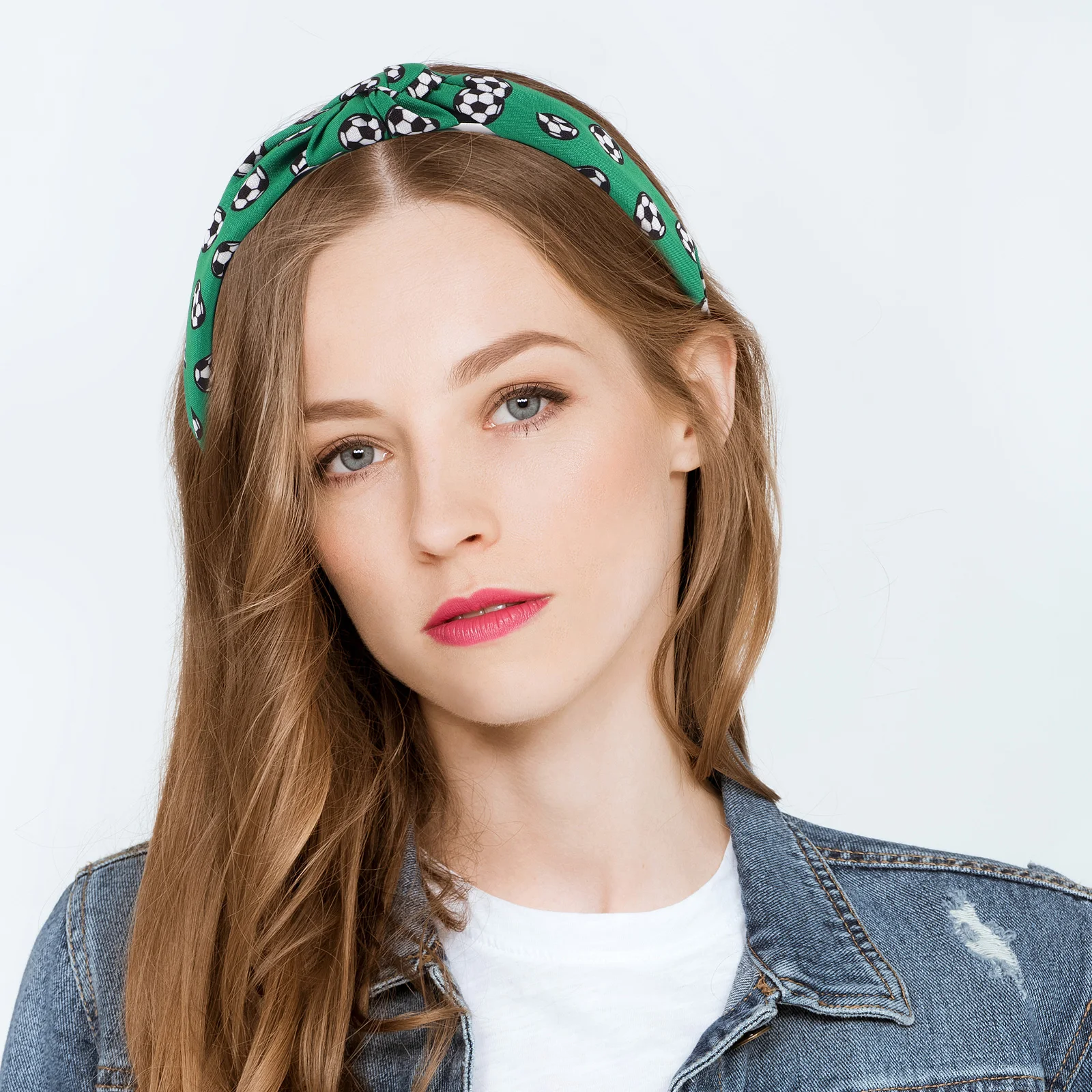 

Fashionable Football Print Hair Hoop for Women Athletic Wide Headband for Sports Activities Game Day Celebrations and Casual