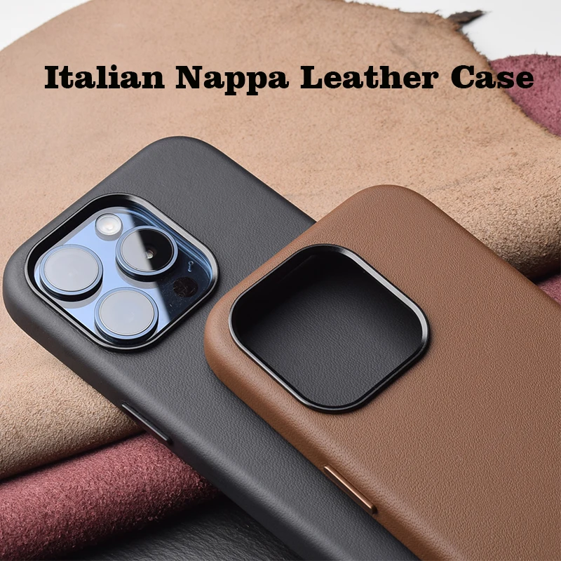 

Italian Nappa Leather Case For iPhone 15 Pro Max Luxury Real Skin Phone Back Cover For Apple iPhone 15 Pro Handmade