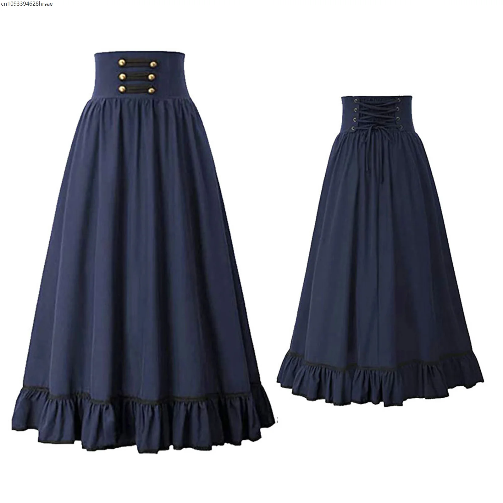Medieval Retro Fishtail A-Line Skirt Renaissance Girl Stage Dress Halloween Costumes For Women High Waist Swing Gown