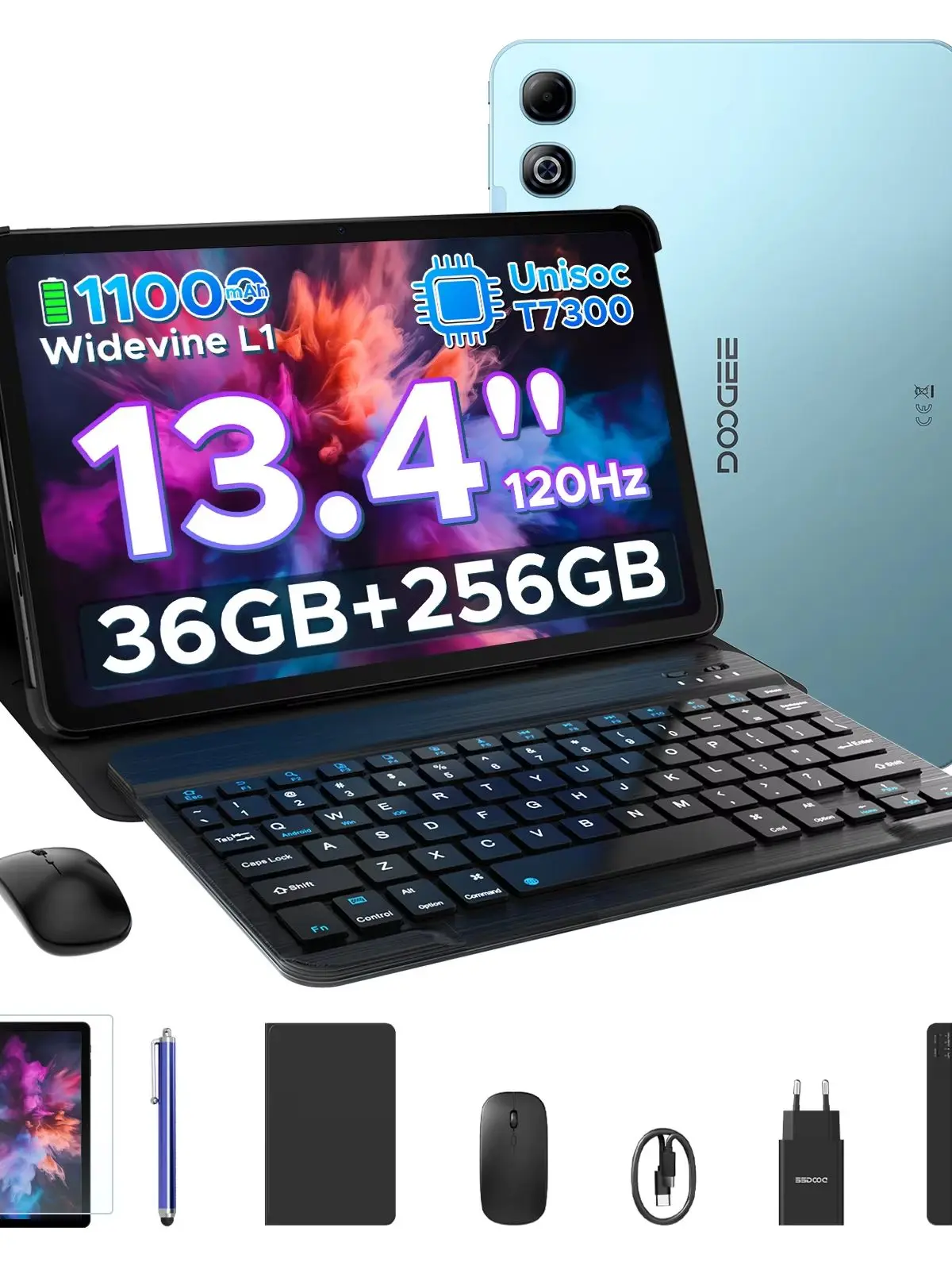 DOOGEE U13 Pro – tablet 2 w 1 z ekranem Gemini AI o przekątnej 13,4 cala, systemem Android 16, baterią o pojemności 11000 mAh, 36 GB pamięci RAM (6+30) i 256 GB pamięci ROM, obsługujący Widevine L1 i — 2