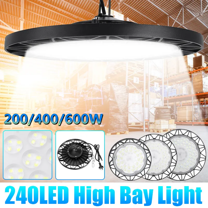 200/400/600W LED Garage Light 180-265V UFO Industrial Lighting Warehouse Led High Bay Ceiling Light Home Workshop Lamp AU Plug