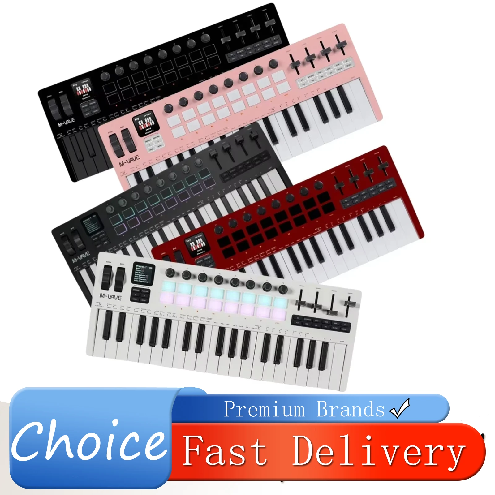 M-VAVE SMK-37 PRO 37-Key MIDI Controller Portable With 16 RGB Pads 8 Knobs Built-in Synthesizer Keyboard Instrument Accessories