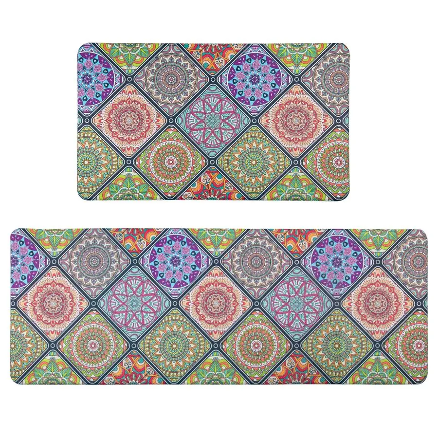 

Boho Anti Fatigue Kitchen Mats, 2 Pieces Cushioned Kitchen Runner Rugs, Waterproof Comfort Floor Mat Kitchen Accessories, Mandal