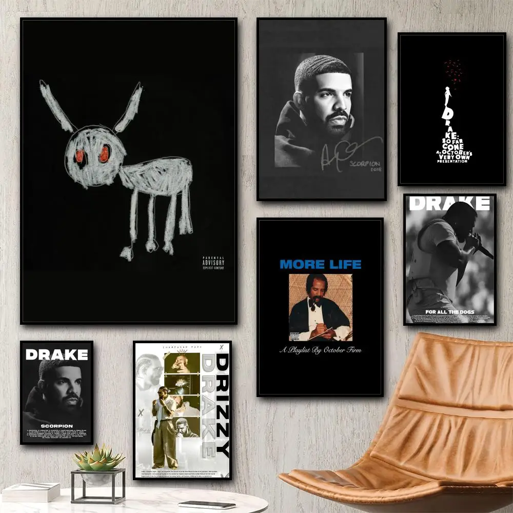 Pop Singer D_Drake Album Magazine Painting Calligraphy HD Canvas Poster living room bedroom bar aesthetic decoration