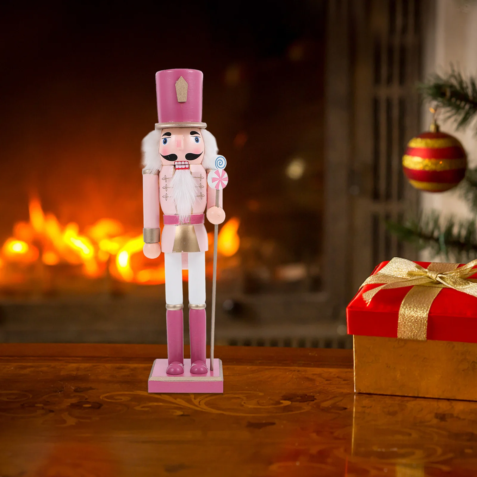 

38cm Wooden Nutcracker Soldier Puppet Christmas Decor Creative Home Tabletop Ornament Vivid Color Stable Craftsmanship