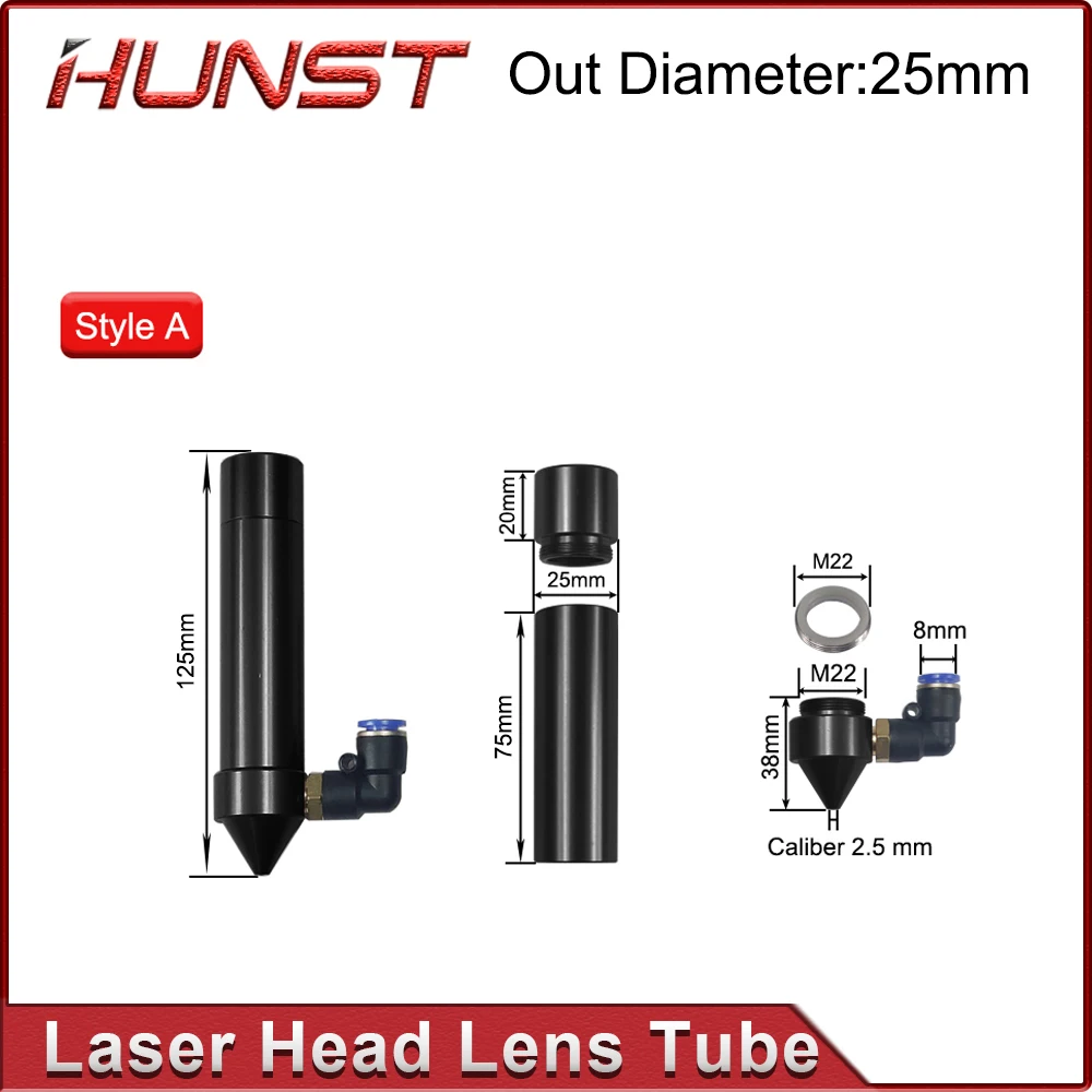 Imagem -02 - Laser Head Lens Tube Air Nozzle para Lente de Saída Laser Diâmetro 20 mm Distância Focal 50.8 63.5 mm Máquina de Corte Hunst-co2