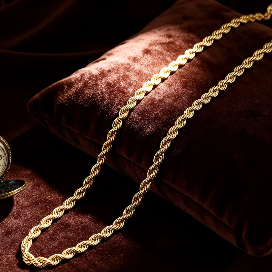 

45-60cm Beautiful 18K Gold 4mm Round Rope Chain Necklace for Women Man Fashion Wedding accessories Party Jewelry Holiday gifts