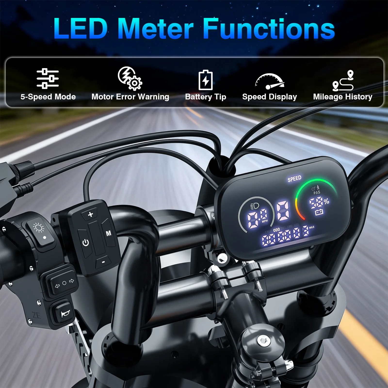 1000W Peak Motor Electric Bicycle 48V15AH Detachable Battery Electric Bike Dual Disc Brakes 28MPH 16*4 Inch Fat Tire Snow Ebike