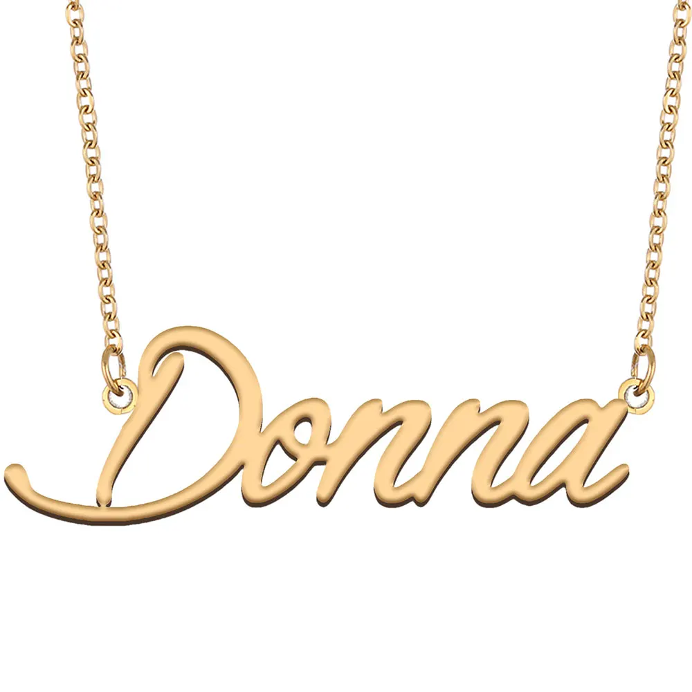 

Donna Name Necklace for Women Stainless Steel Jewelry Gold Color Nameplate Pendants Collares Para Mujer Letters Choker