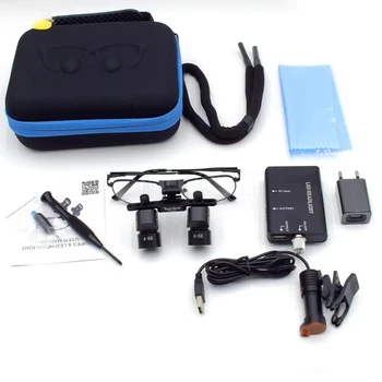 قابل للتعديل 48 °   Loupes الأسنان مع بطارية خفيفة جديدة 5X ...