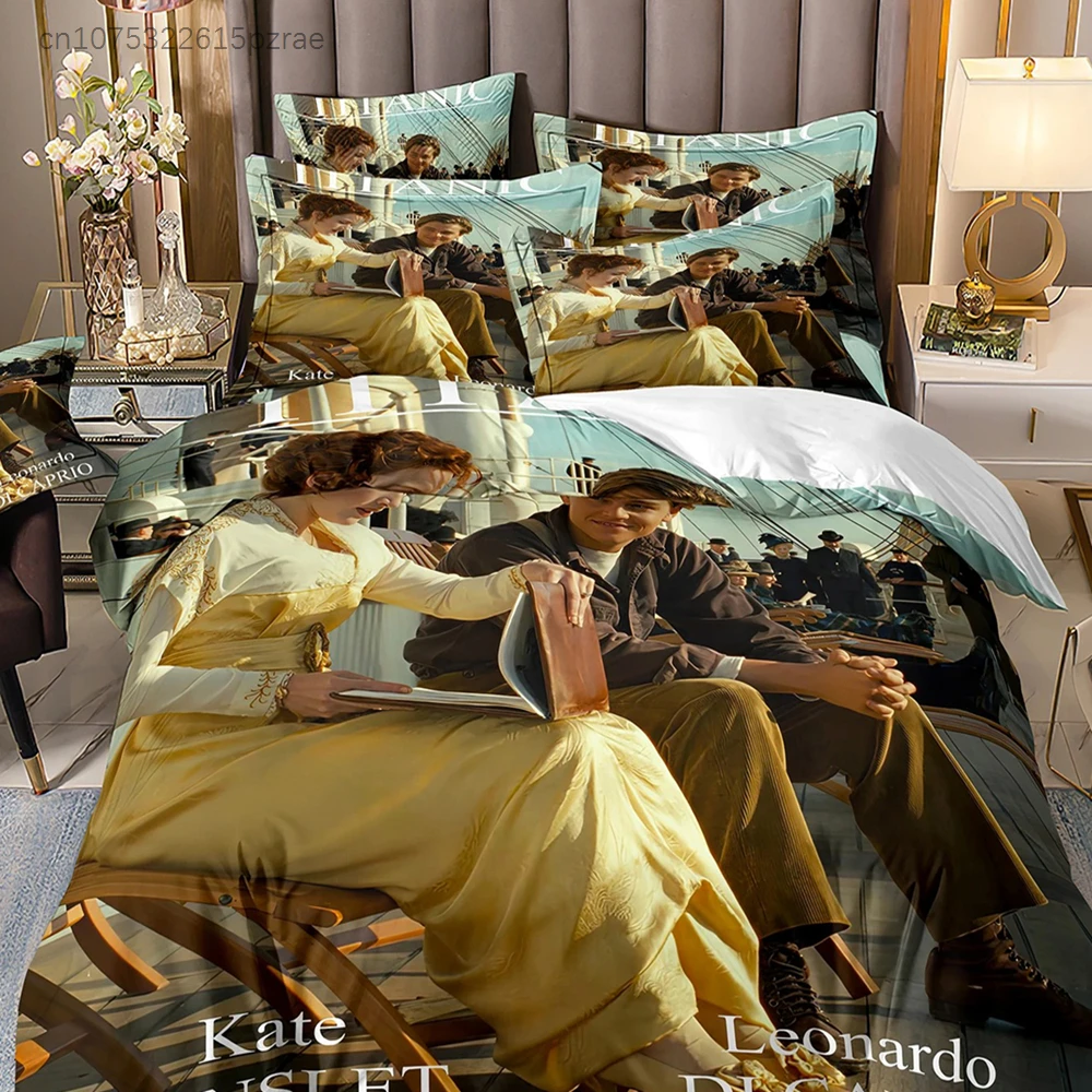 Film Titanic Bedding Sets,Jack And Rose Duvet Cover Bed Comforter Set Bedding Leonardo DiCaprio Quilt Cover