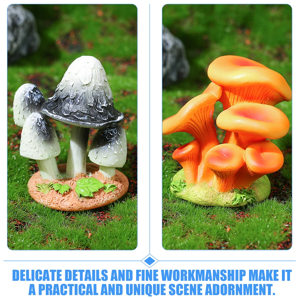 

8 Pcs Resin Mushrooms Statue Mini Garden Decoration Figurines Table Decor Bonsai ornament Compact Size Lifelike Atmosphere