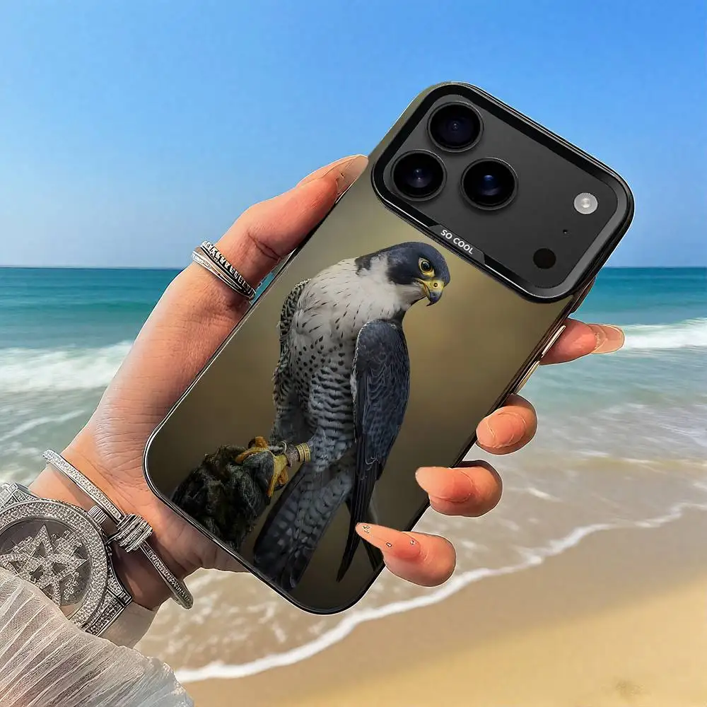 حافظة هاتف Eagle Hawk Falcon Bird حافظة سوداء لهاتف iPhone17,16,15,14,13,12,Pro,Max,Plus,E,SE4,Air,Mini