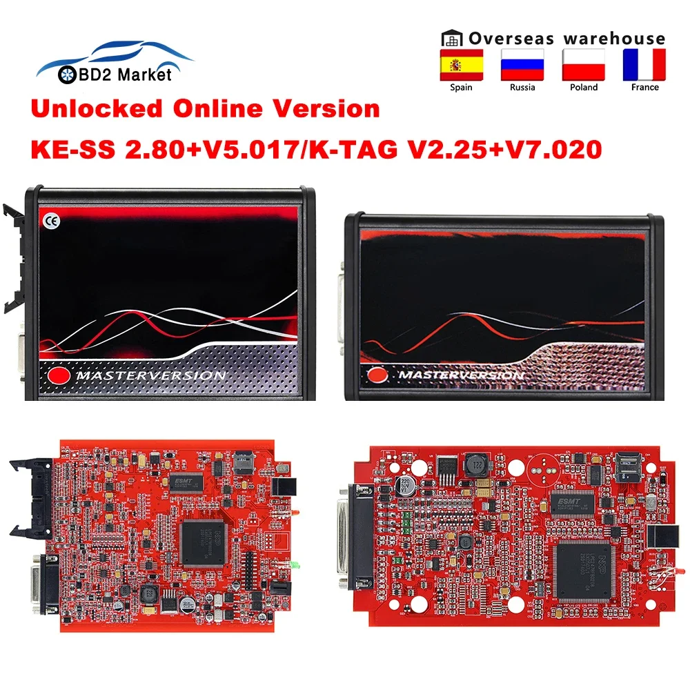 

Online EU Red KESS KTAG V5.017 2.80 KESS 2020 4 LED Master Chip Tuning Kit KTAG V7.020 2.25 OBD OBD2 Car ECU Key Programmer Tool