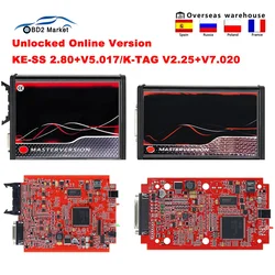 Online EU Red KESS KTAG V5.017 2.80 KESS 2020 4 LED Master Chip Tuning Kit KTAG V7.020 2.25 OBD OBD2 Car ECU Key Programmer Tool