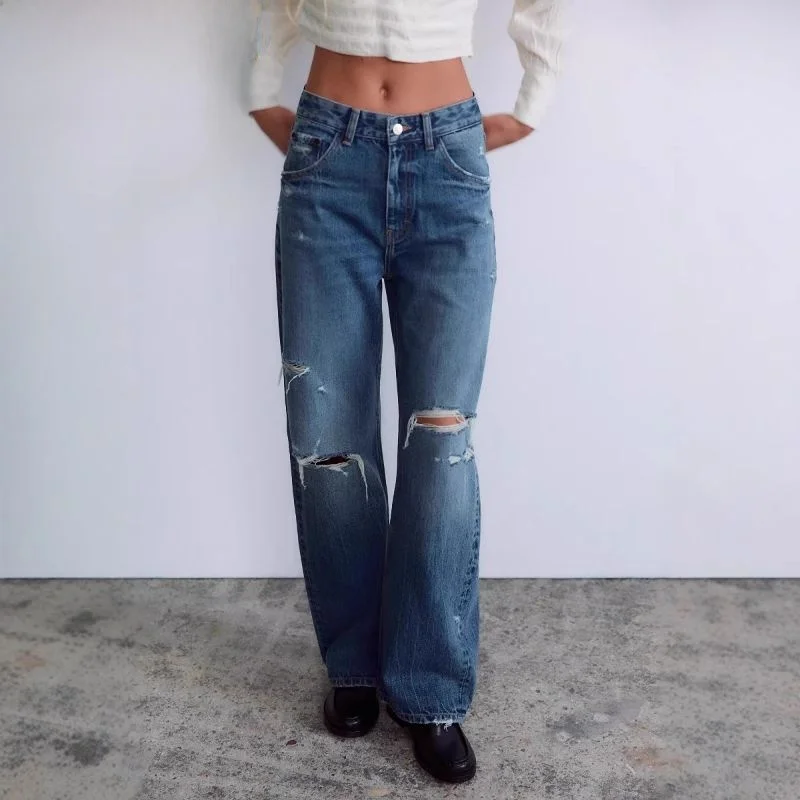 

Широкие джинсы с высокой талией, разноцветные, весна-осень, Новое поступление, универсальные джинсовые брюки, синие на молнии