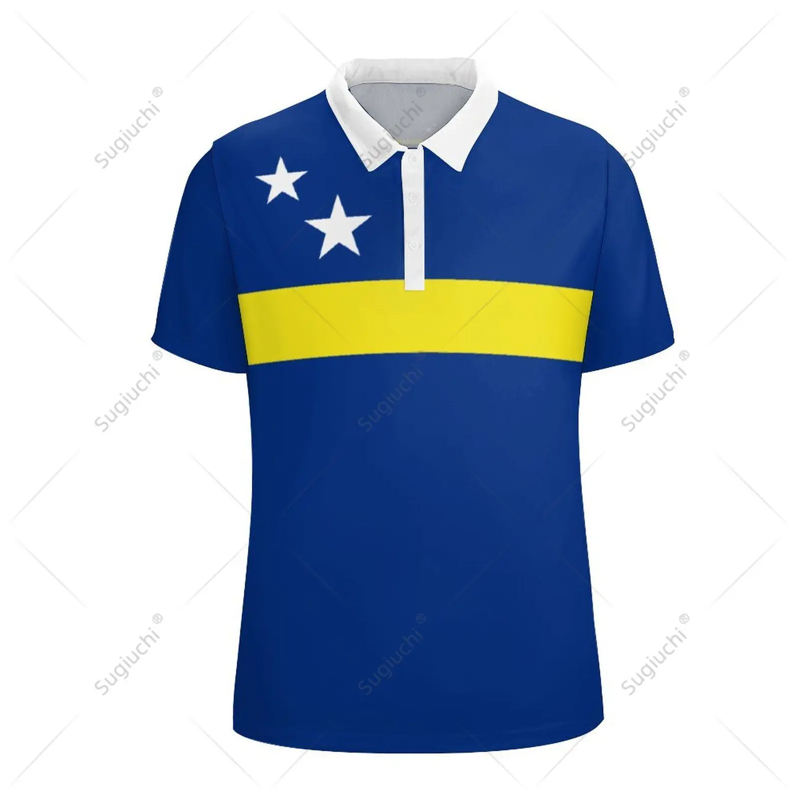 Unisex Poloshirt Curaçao Curacao Vlag 3d Print Man Polo Fashion Kleding Trainingspakken Korte Mouwen