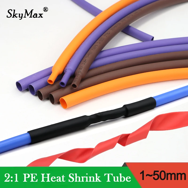 12 Colors 2:1 Heat Shrink Tube DIY Cable Repair Protect Sleeve Heat-Shrinkable Tubing Sleeving Wrap 1/2/3/4/5/6/7/8~50mm 1 Meter