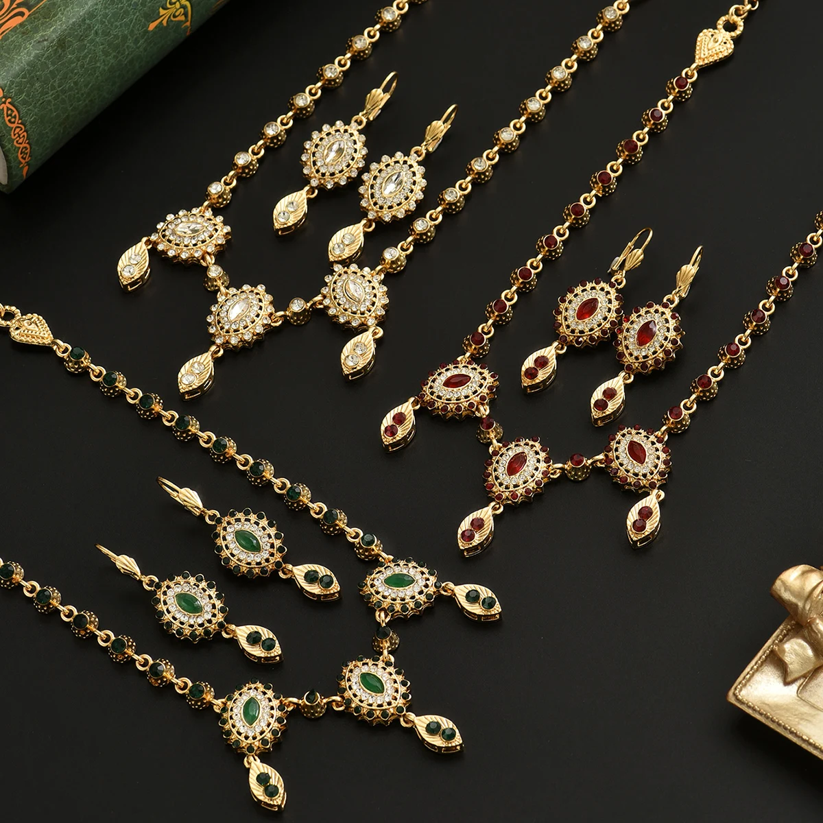 Unique And Niche Design Set Consisting Of An Oval Pendant A Round Dot-Style Chain Necklace And Earrings A Refined 2-piece set image 4