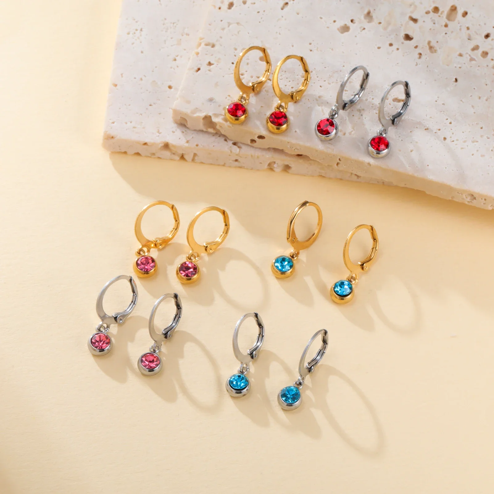 12 Month Birthstone Earrings Stainless Steel Gold Color Crystal Drop Earring for Women Girls Jewelry Trend 2026 Birthday Gifts