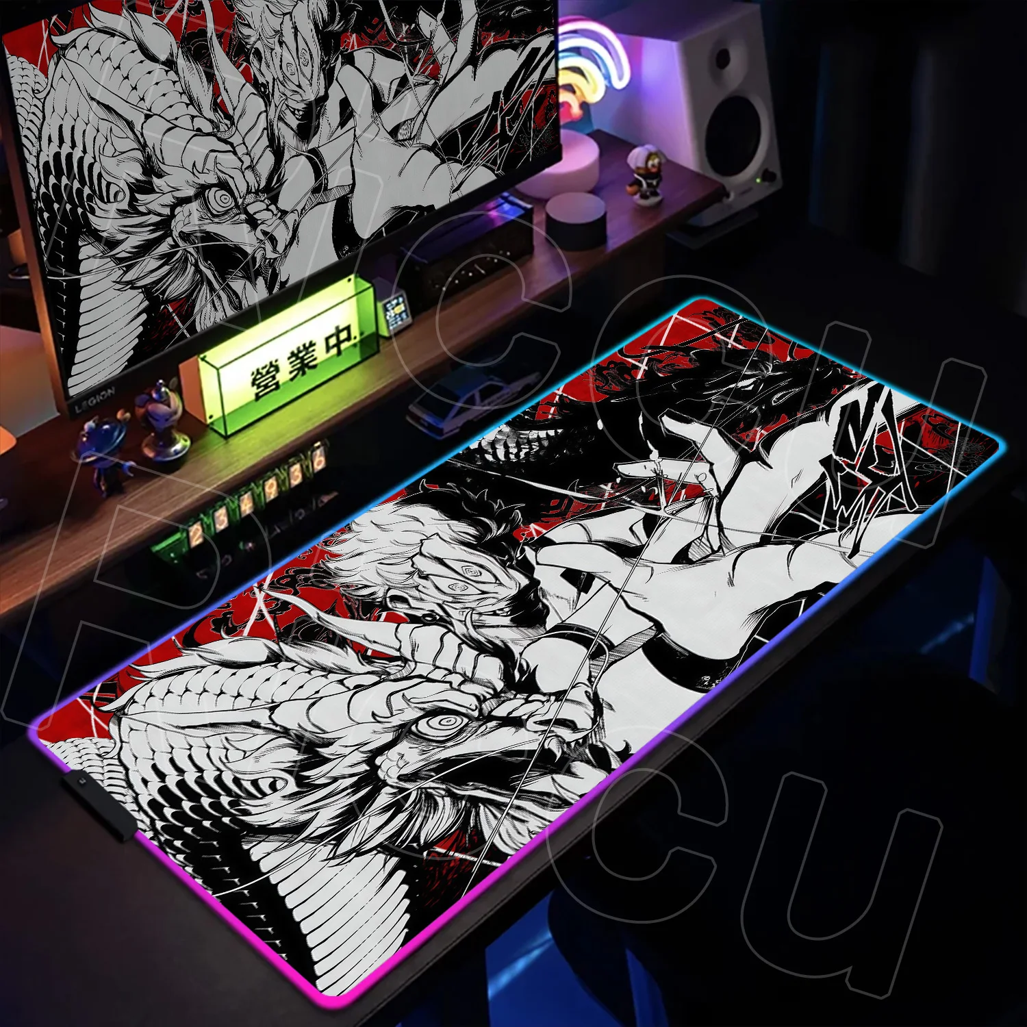 

RGB comic XXL Ryomen Sukuna 400x900mm Black Anime Jujutsu Kaisen Mouse Pad LED MousePad Computer Gaming PC Accessories Desk Mat