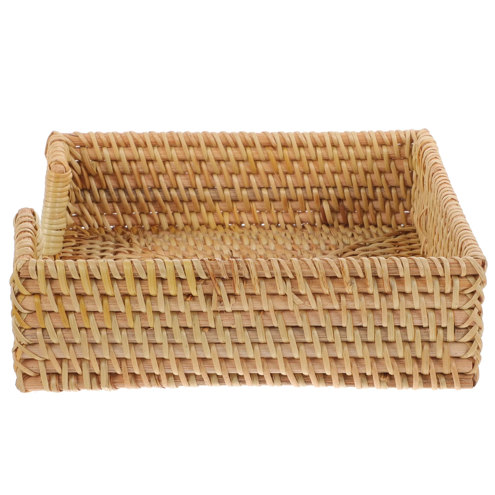 

Rattan Tray 18cm Square Napkin Holder Woven Paper Towel Storage Box Table Snacks Miscellaneous Bathroom Guest Disposable
