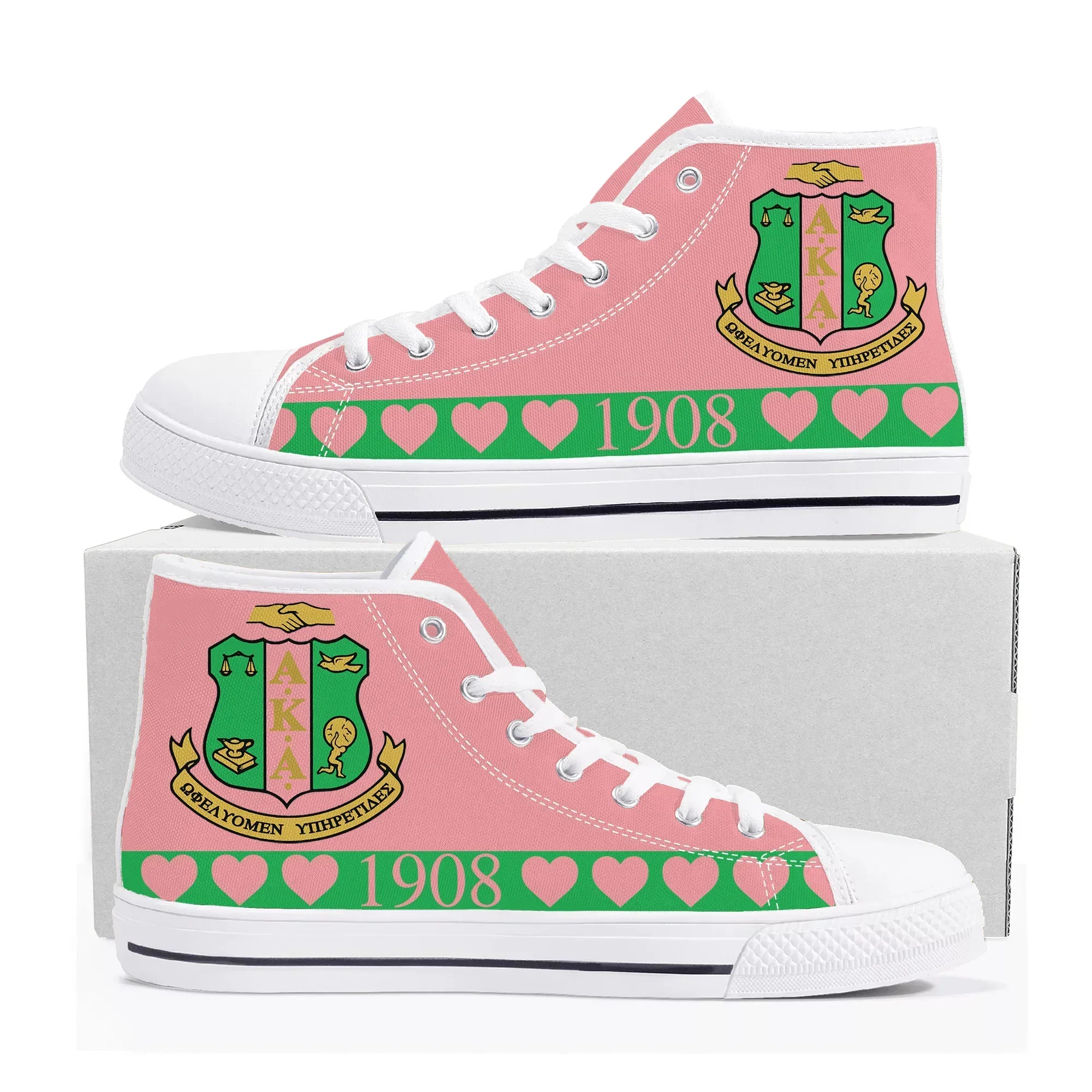 

Кроссовки A-Alpha Sorority A-AKA 1908 High Top Sneakers Kappa Alpha для мужчин, женщин и подростков, высококачественные кеды из канваса, обувь на заказ