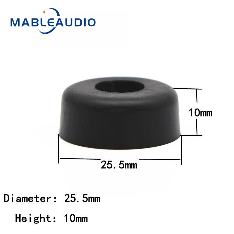 Black Rubber Shock Absorber Foot Pad, Audio Amplifier Speaker, Móveis, Iron Gasket, 25.5mm, 38mm, 43mm, 4Pcs