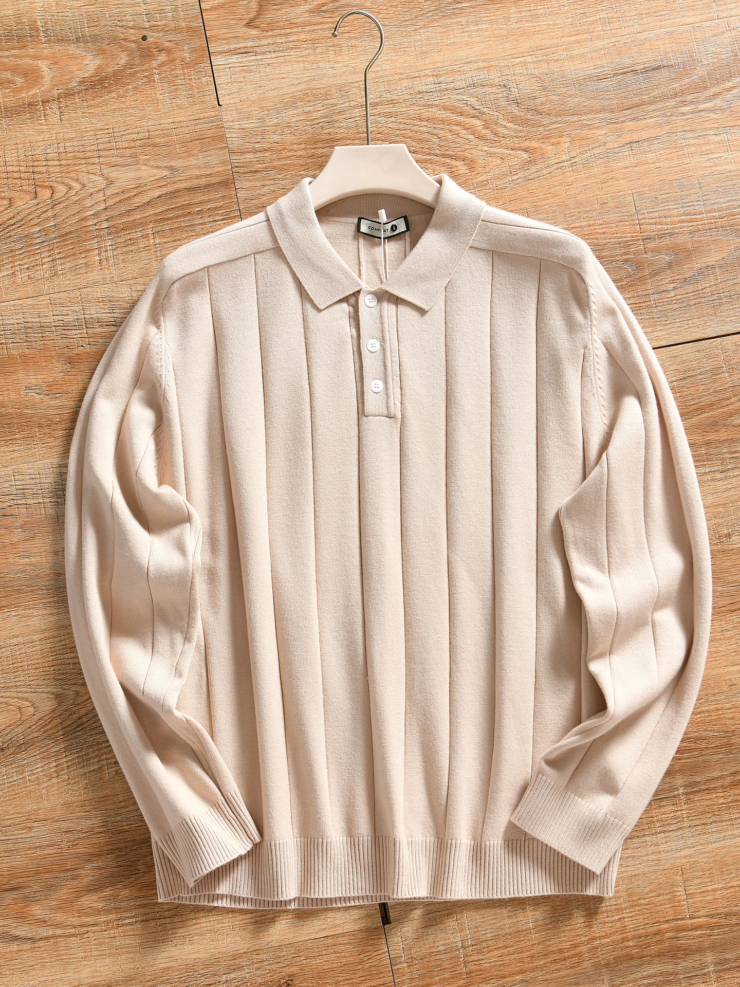 Soft Comfortable Pure Color Knitted Sweater Casual Men's Autumn Winter Soft Texture Stripe Pattern Versatile Casual Style