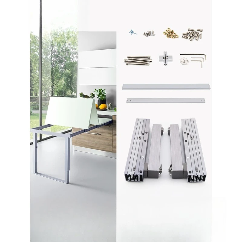 

Multifunctional folding cabinet pull slide dining table retractable hidden drawer type guide rail flat push track hardware