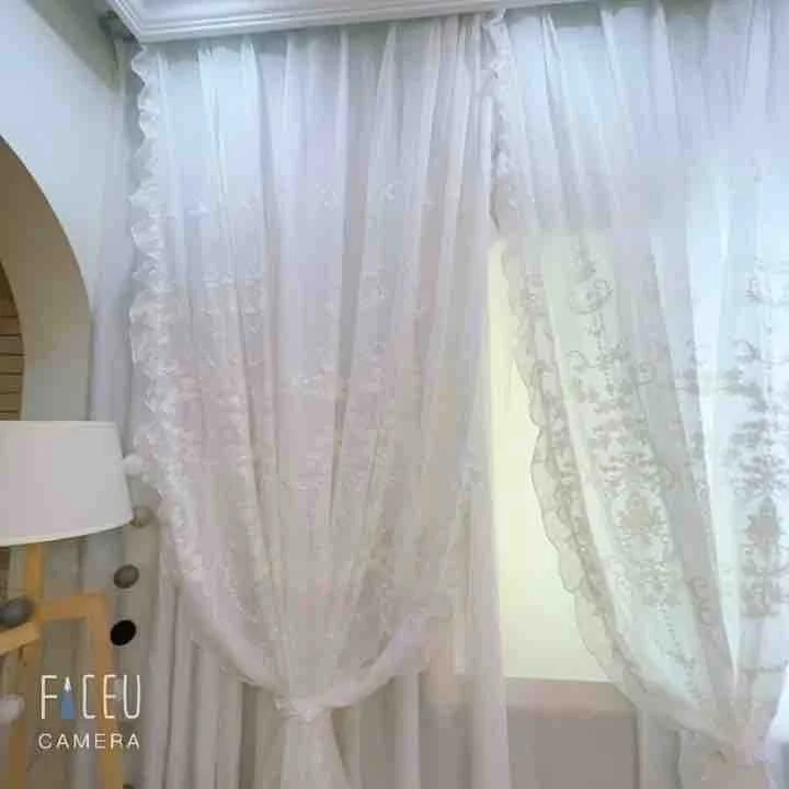

Пасторальные кружевные занавески Rococo, s с оборками, для гостиной, спальни, хлопковые, льняные, с цветочной нитью, домашние занавески, ткани
