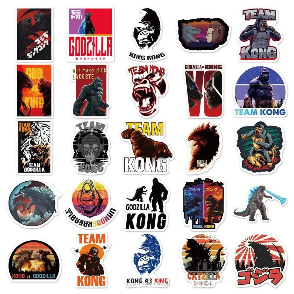 50pcs Godzilla VS king kong Anime Cartoon DIY Graffiti Stickers Decorative Laptop Skateboard Car Water Cup Waterproof Sticker