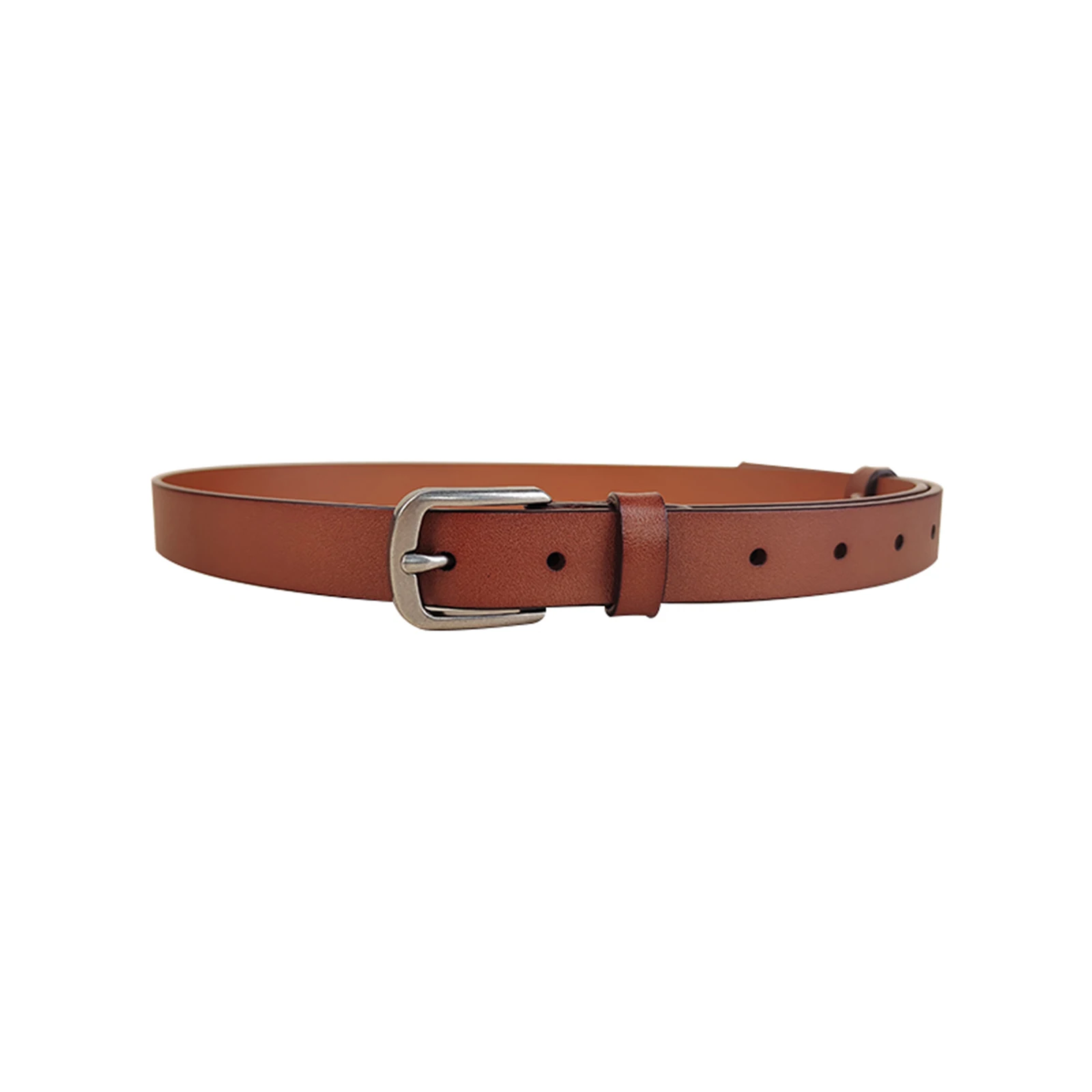 Women Genuine Top Layer Cowhide Belt Vintage Pin Buckle  Solid Smooth Leather Belt Adjustable Length for Jeans Daily All Seas