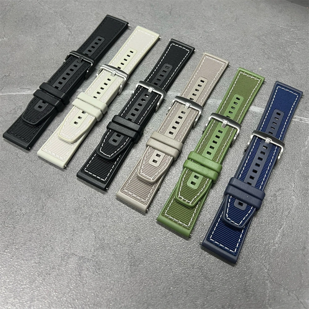 20mm 22mm nylon woven strap suitable for Huawei GT Garmin Samsung adjustable smartwatch strap with single loop buckle