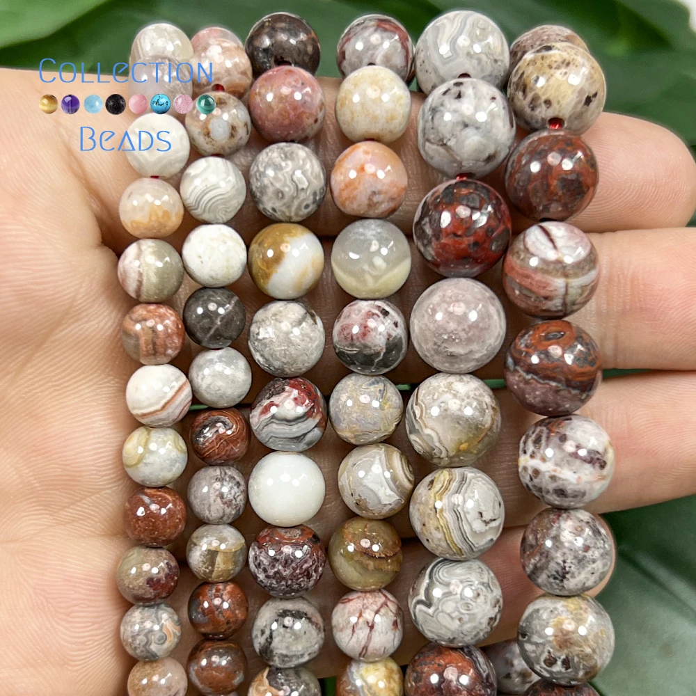 Natürliche 6 8 10mm Steinperlen Bunte Crazy-Achat Runde Lose Perlen für Schmuckherstellung DIY Armband Zubehör 15 Zoll – Detail 5