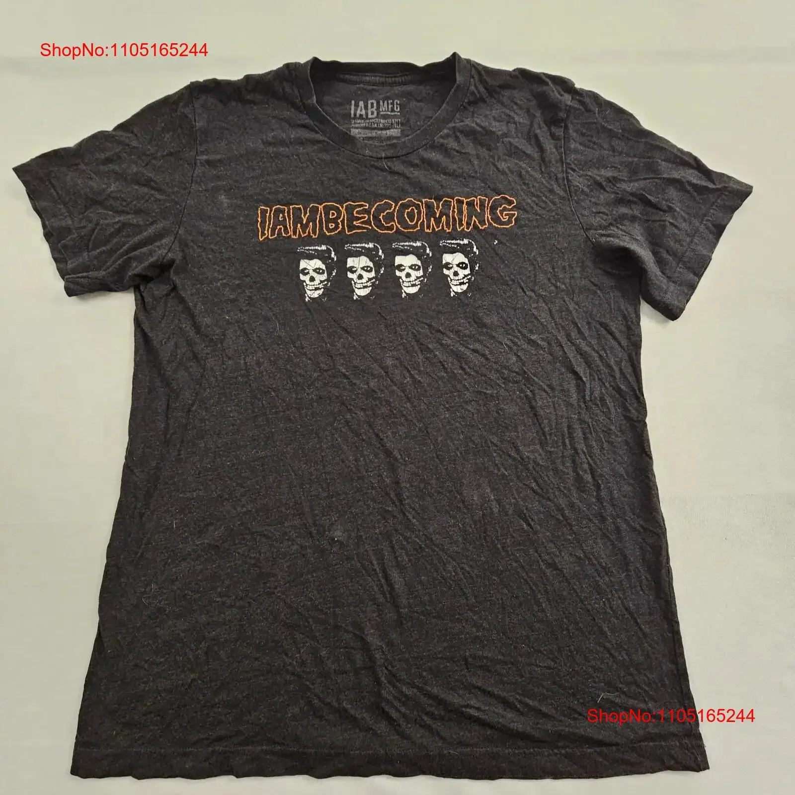 I Am Becoming IAM MFG Skulls Black T Shirt Men's L vintage Washed fashion designer clothes streetwear Stylish Versatile