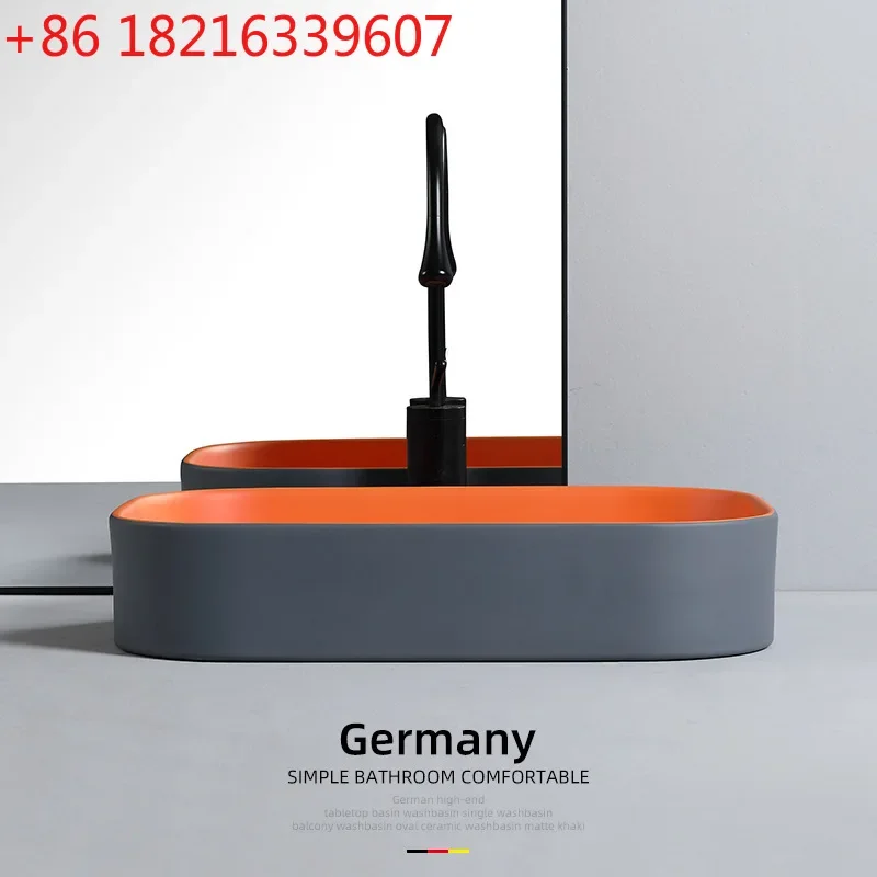 Nordic gray-orange countertop basin rectangular wash basin bathroom balcony ceramic face wash