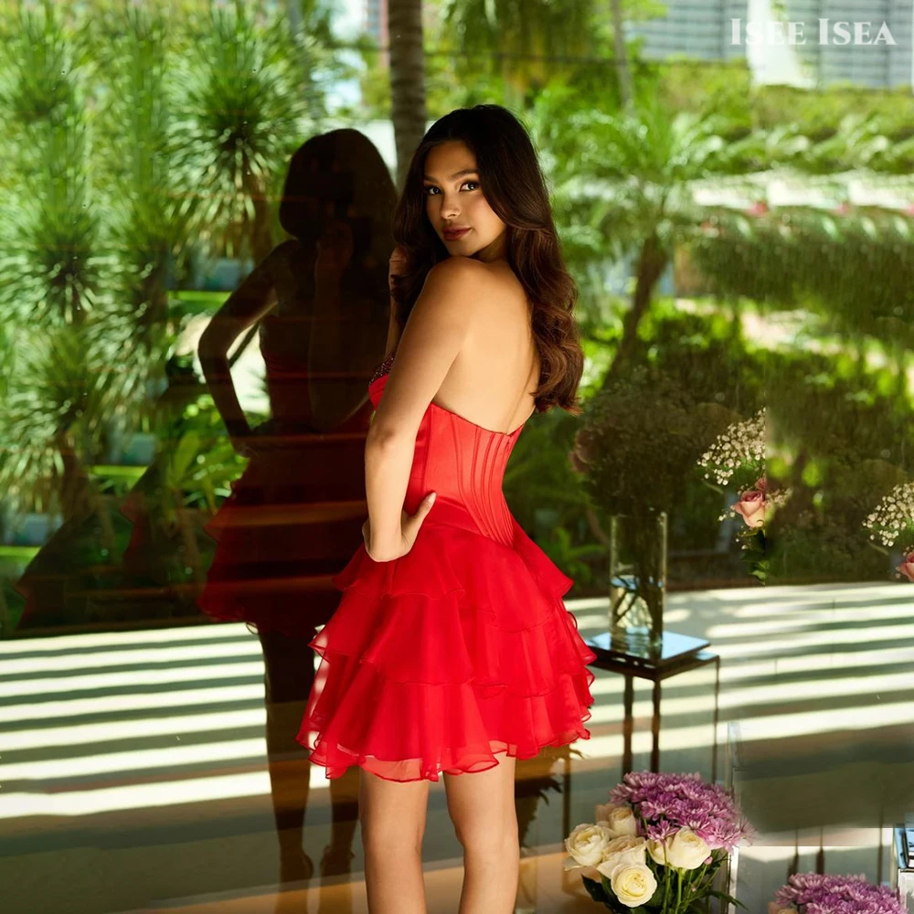 فساتين سهرة صغيرة من الساتان بكريستال متدرج بدون حمالات مثير مطرز بالخرز رداء habillées surasure فستان حفلة موسيقية صغير مخصص