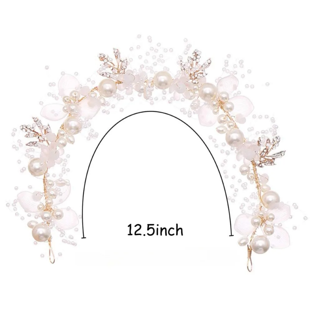 عقال الزفاف زهرة الفتيات، حجر الراين اللؤلؤ كريستال الخرز الجنية الذهب الكرمة إكسسوارات الشعر للفتيات الصغيرات الأميرة هالو تيا