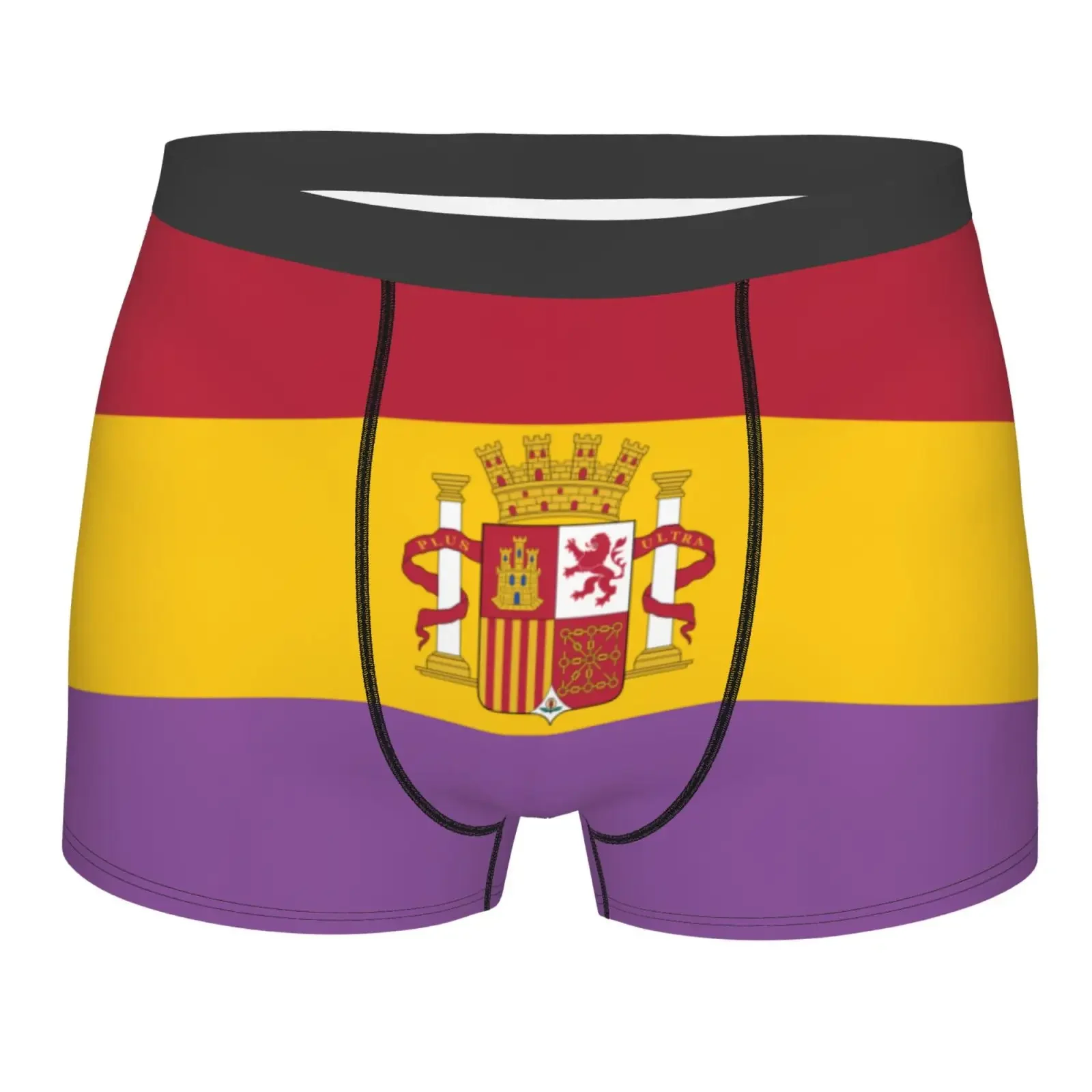 Flag Of Spain Pattern Men Printed Boxer Briefs Underwear Highly Breathable Boxer Shorts Panties Breathable Underpants For Homme
