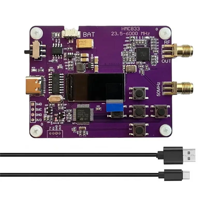 -[A51I Digital]6Ghz RF Signal Generator 23.5Mhz-6000Mhz Module Keypad Version Oled Screen Display HMC833